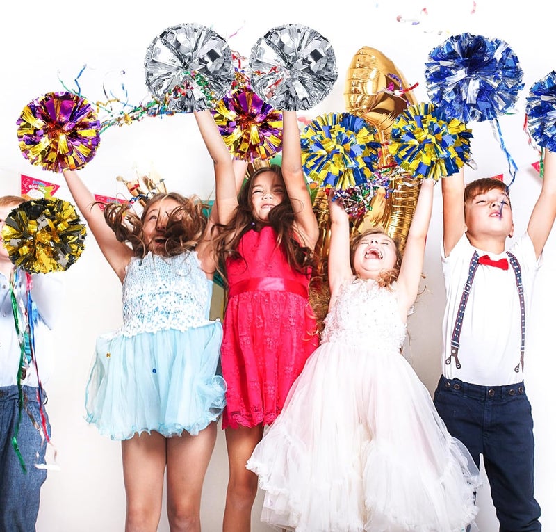 HOLENGS 4Pcs Upgraded 12inch Metallic Cheerleading Pom Poms, Cheerleader Pompoms Cheer Poms for Kids Adults, Cheering Squad Pompoms for School Sports Games Dance Party - Image 5